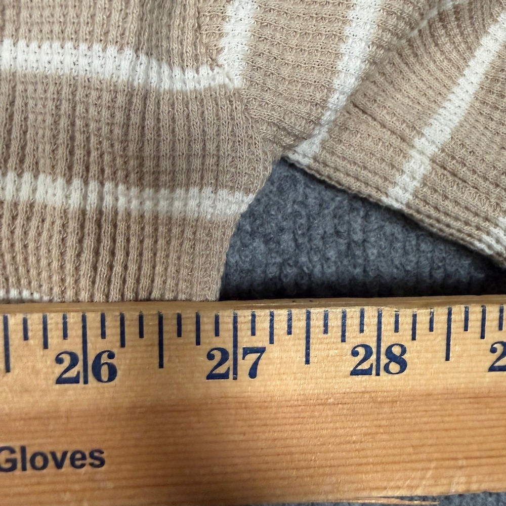 Peace Love World Plus 2X Top and Pant Set Neutral Stripe Waffle Honeycomb Knit - Picture 8 of 16